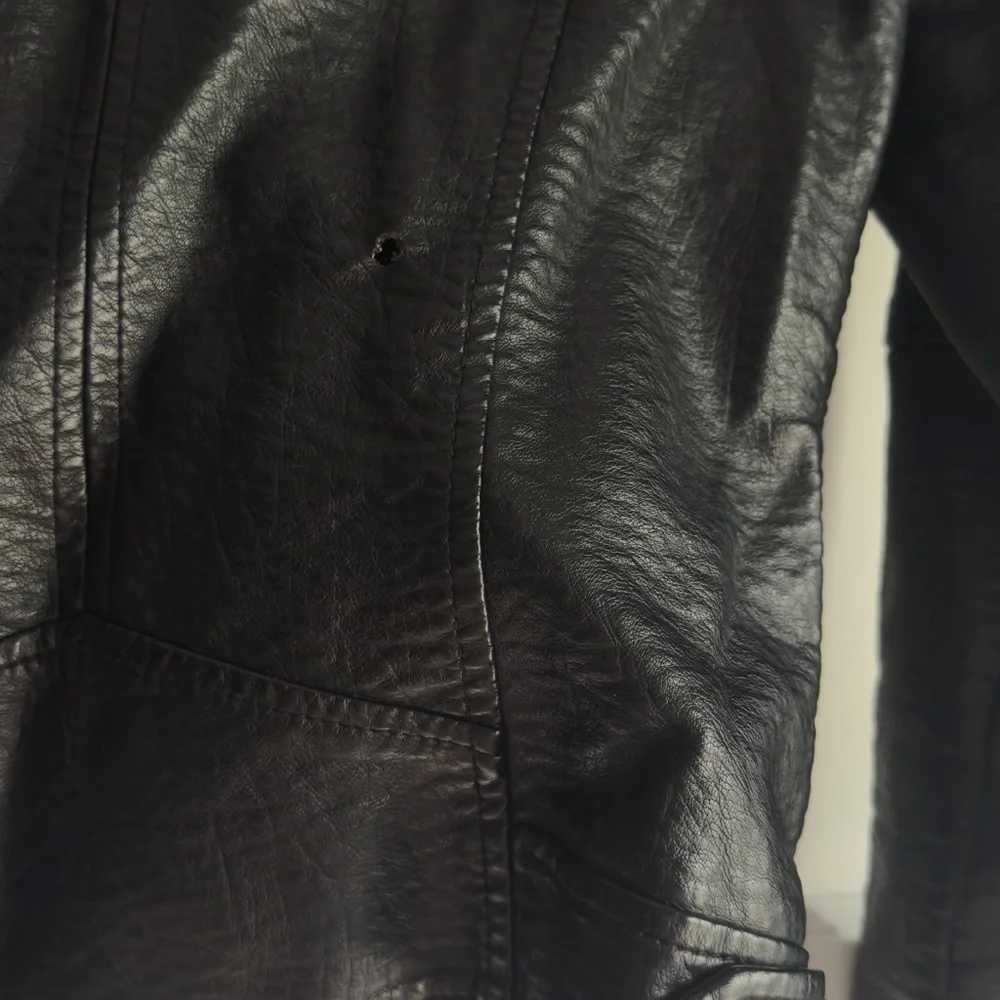 CoffeeShop Faux Black Leather Jacket with Gold Zippers - Picture 8 of 10
